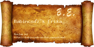 Babincsák Erika névjegykártya